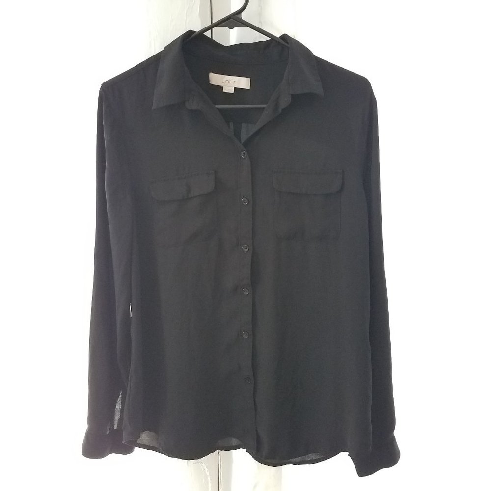 Ann Taylor Loft silky dress shirt M EUC